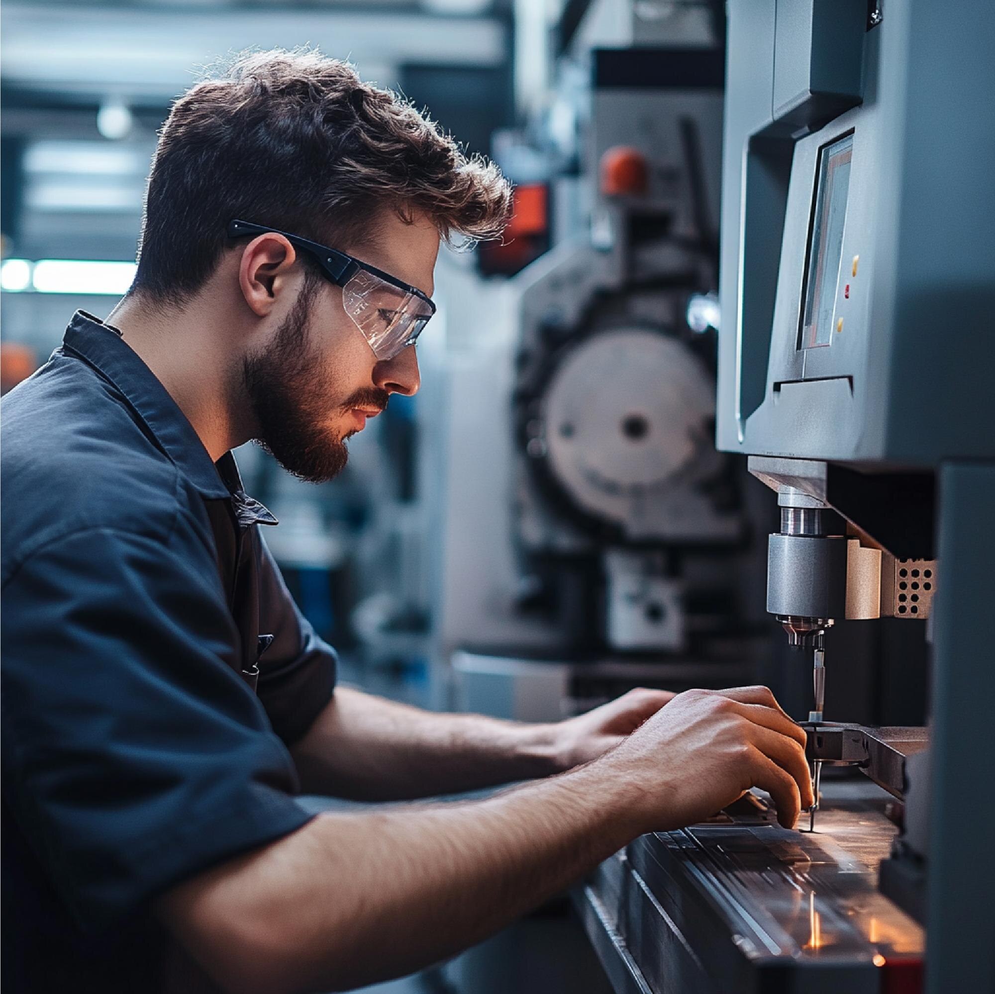 CNC torna programını kontrol eden operatör ve tezgah